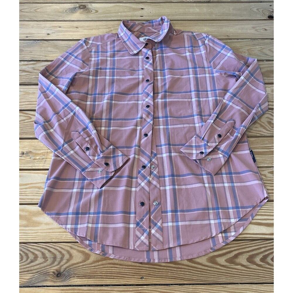 Flylow Long Sleeve Shirt Size Large Men’s Mauve Snap Front